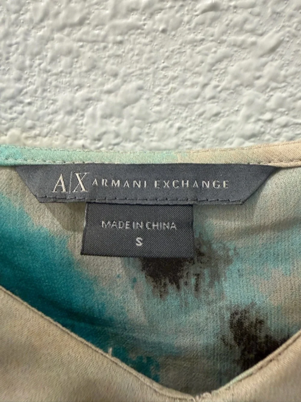 Armani Exchange Beige & Teal Ruffled Tie-Dye Camisole - Picture 3 of 4